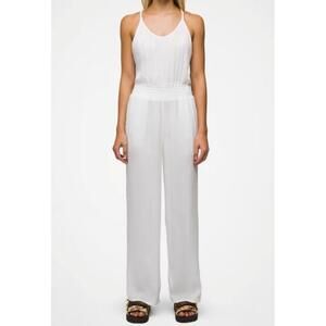 prAna Fernie Wide Leg Jumpsuit Swim Cover Up Pockets White Size L NWT
